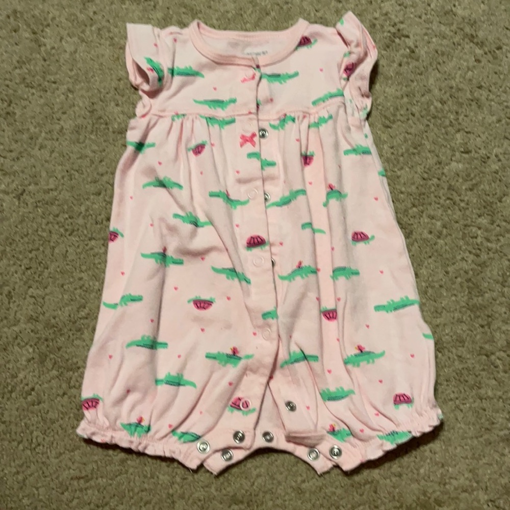 (SUMMER)Baby girl outfit with alligator and turtle